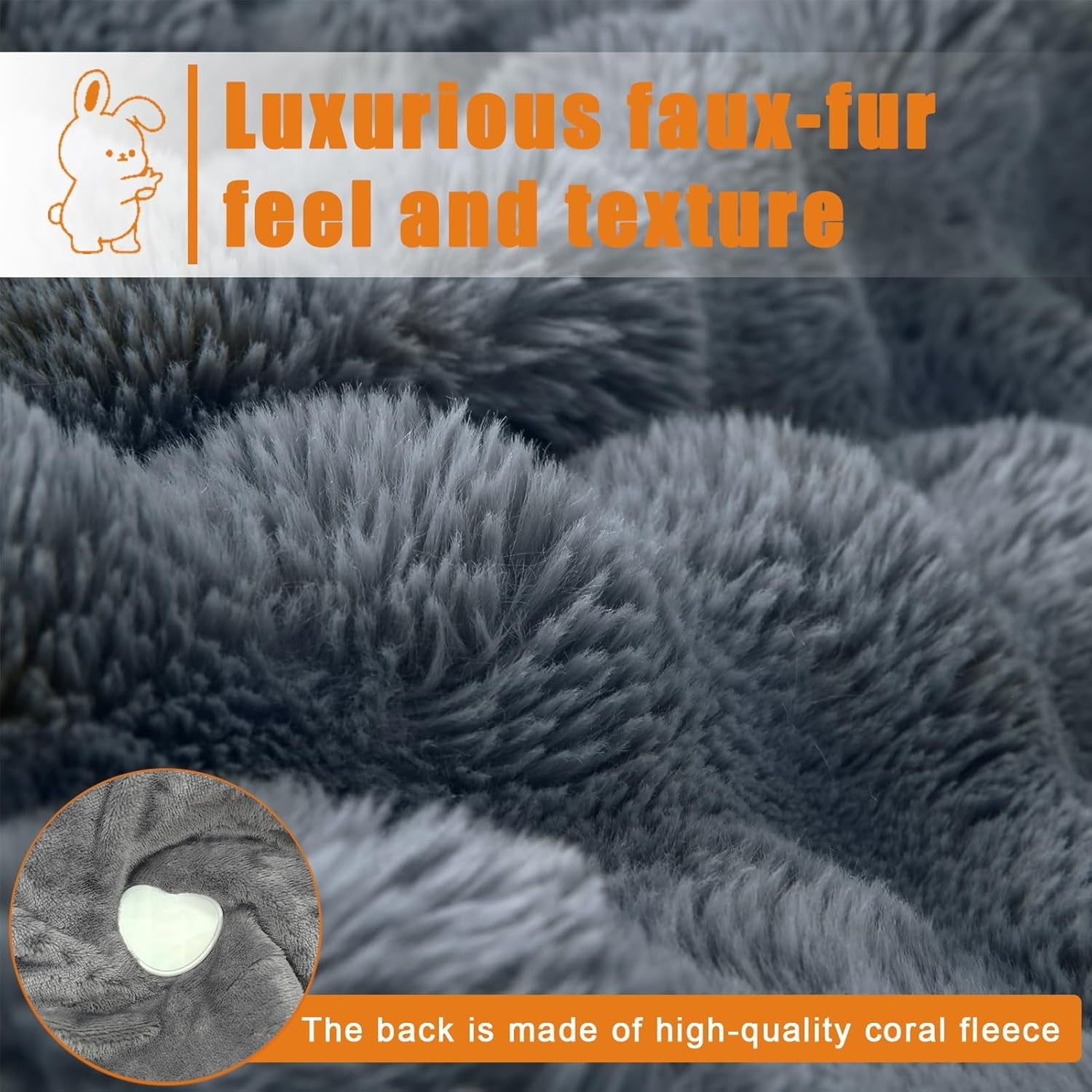 Electric Heated Throw Blanket 160x130cm Faux Fur Fast Heat Auto Shut Off