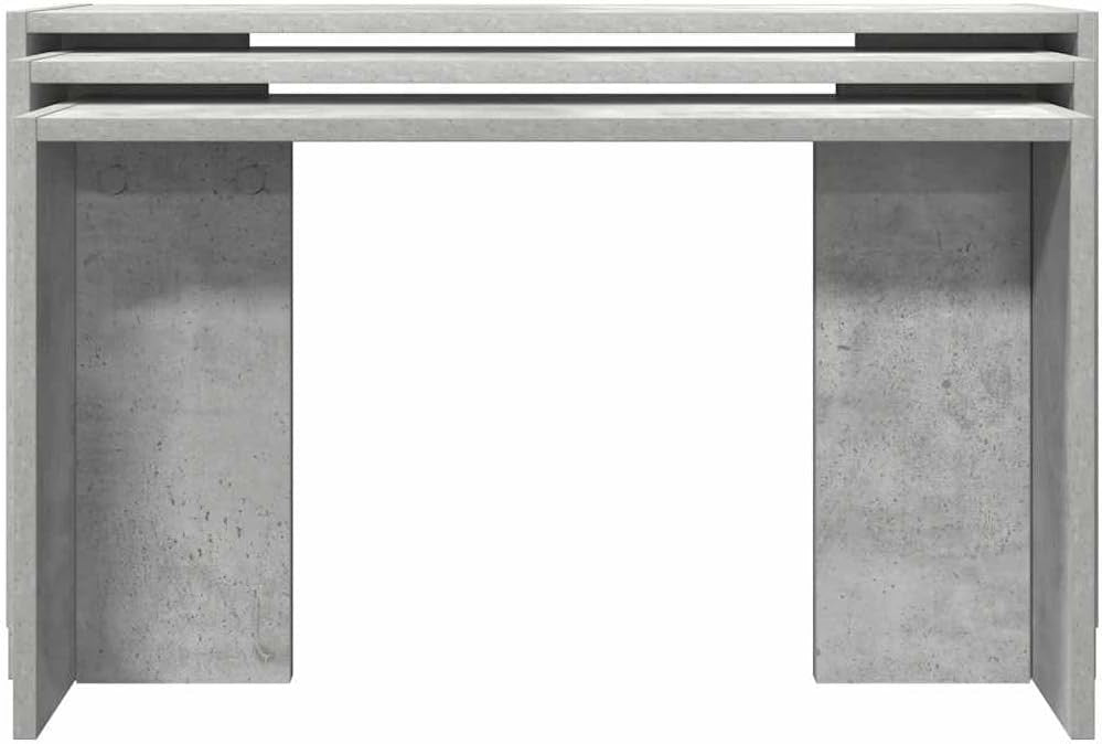 Contemporary Nesting End Table Set Concrete Gray Engineered Wood Space Saving