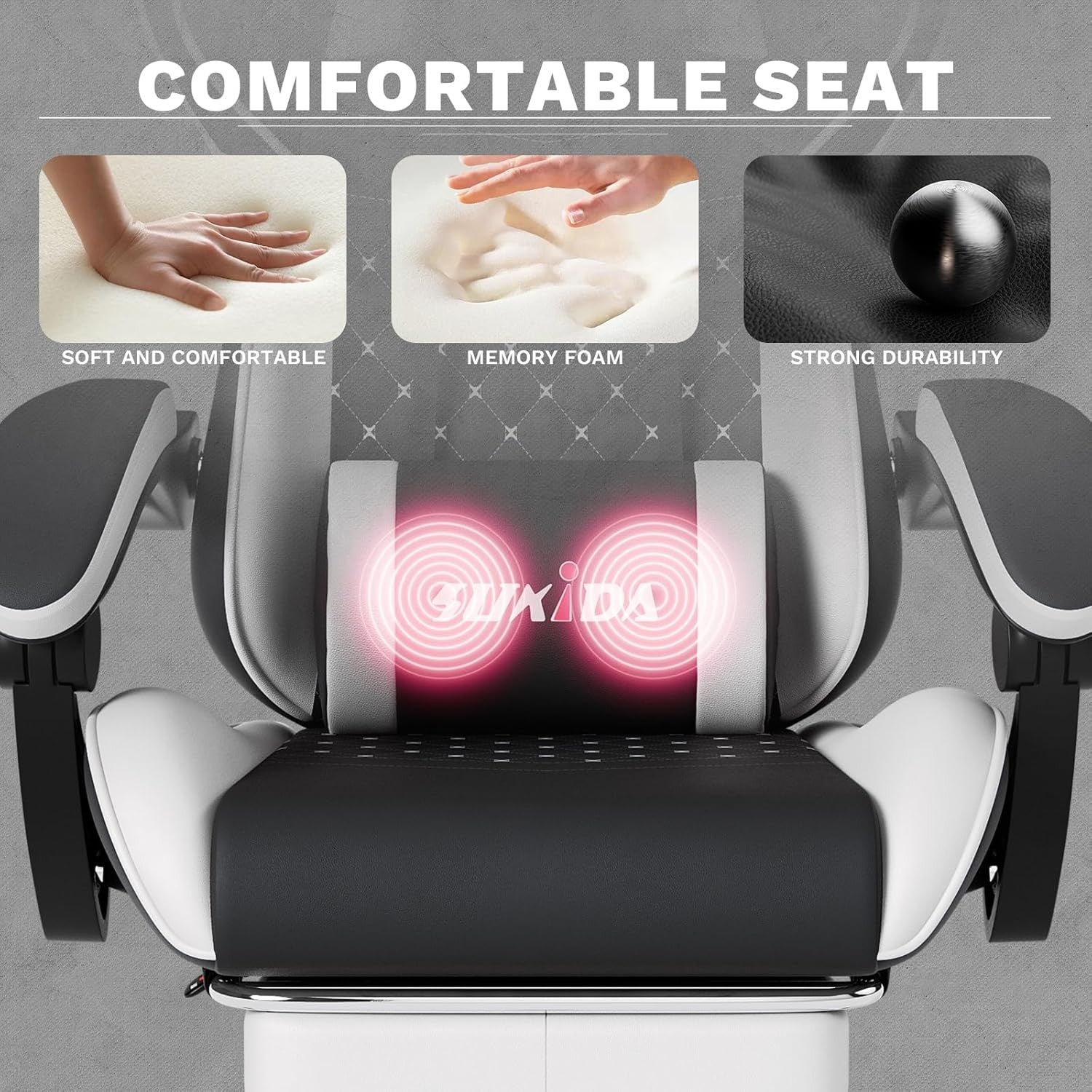 Ergonomic Gaming Chair with Footrest & Massage Support – Black White PC Seat