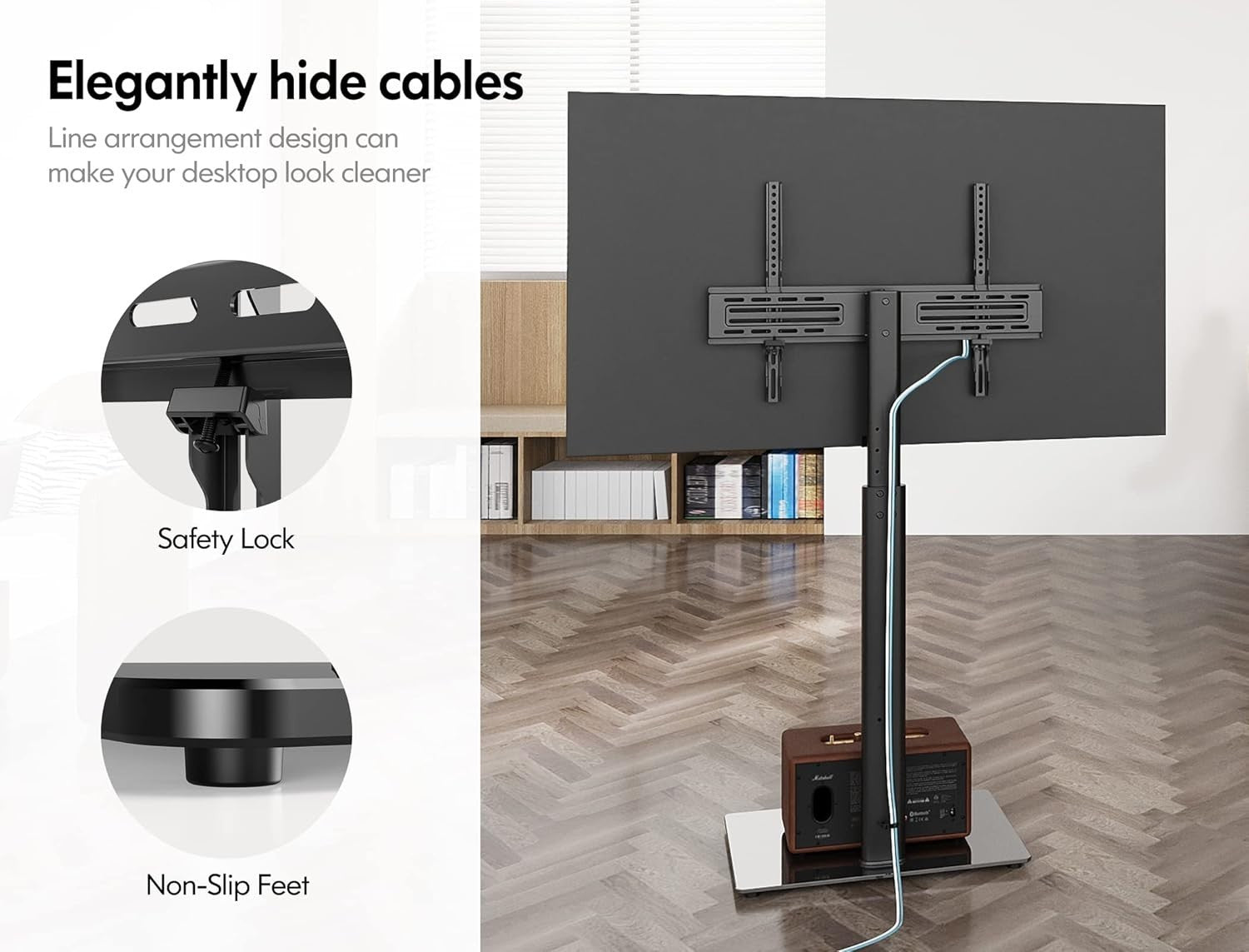 Adjustable Swivel TV Floor Stand for 32-60" Flat Screen TVs, Holds 30kg