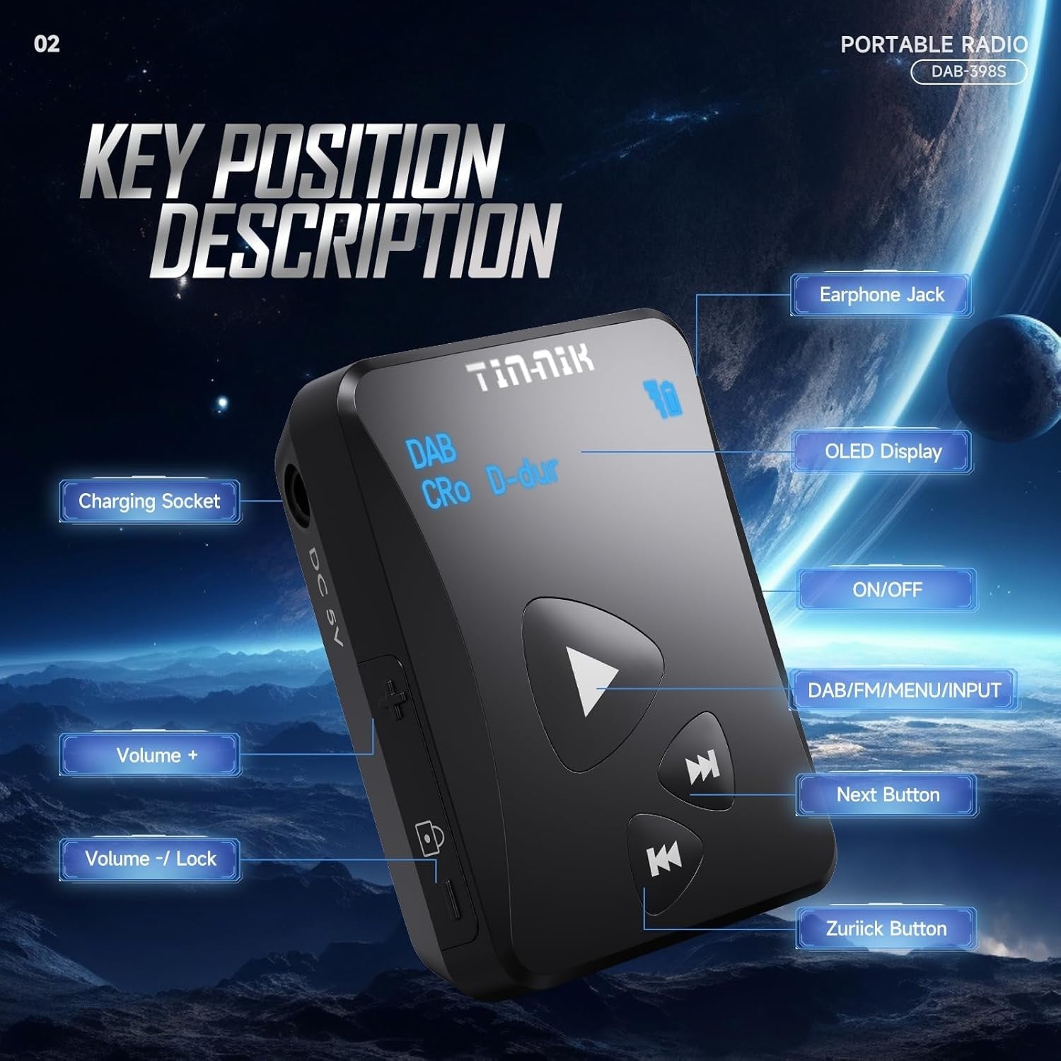Portable DAB/DAB+ FM Radio Mini Pocket Radio Rechargeable Sports