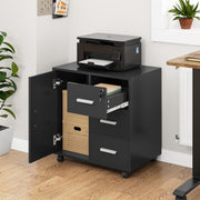 Locking Rolling Office Cabinet 3 Drawer Printer Stand Storage Unit Black