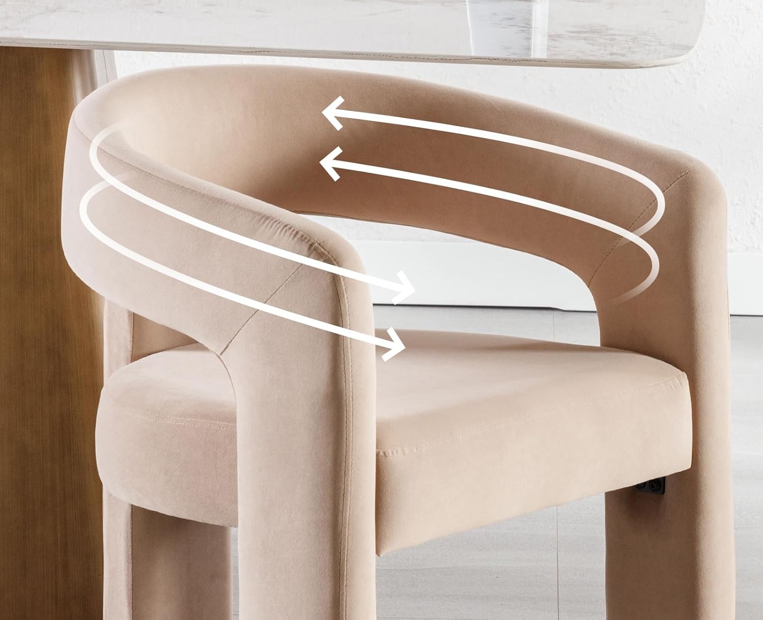 Khaki Velvet Accent Tub Chair Modern Armchair Vanity Seat
