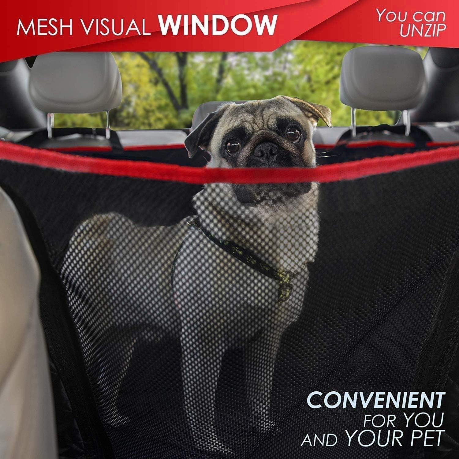 Waterproof Dog Car Hammock Back Seat Cover Mesh Window Non Slip