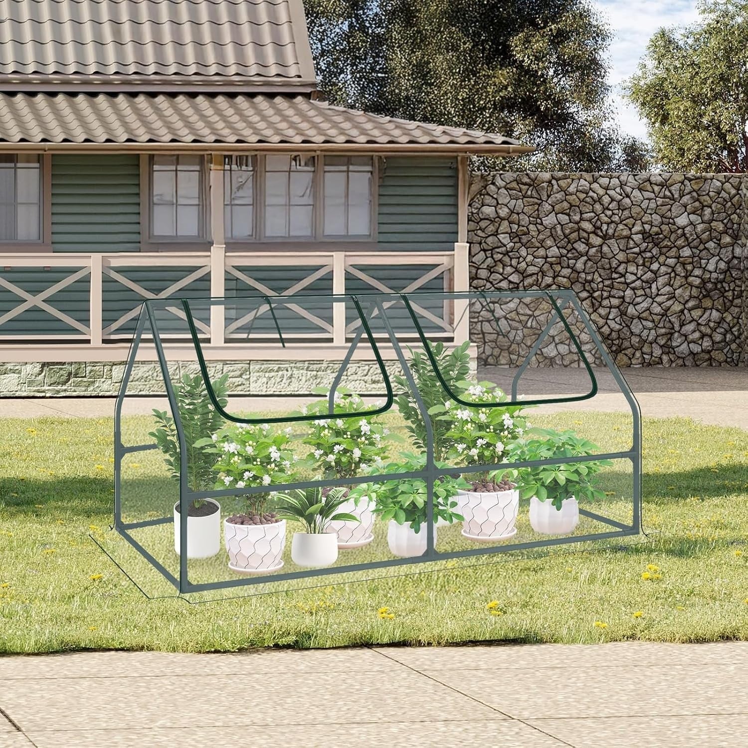 Mini Garden Greenhouse UV Protected Waterproof Plant Shelter with Zipper Doors