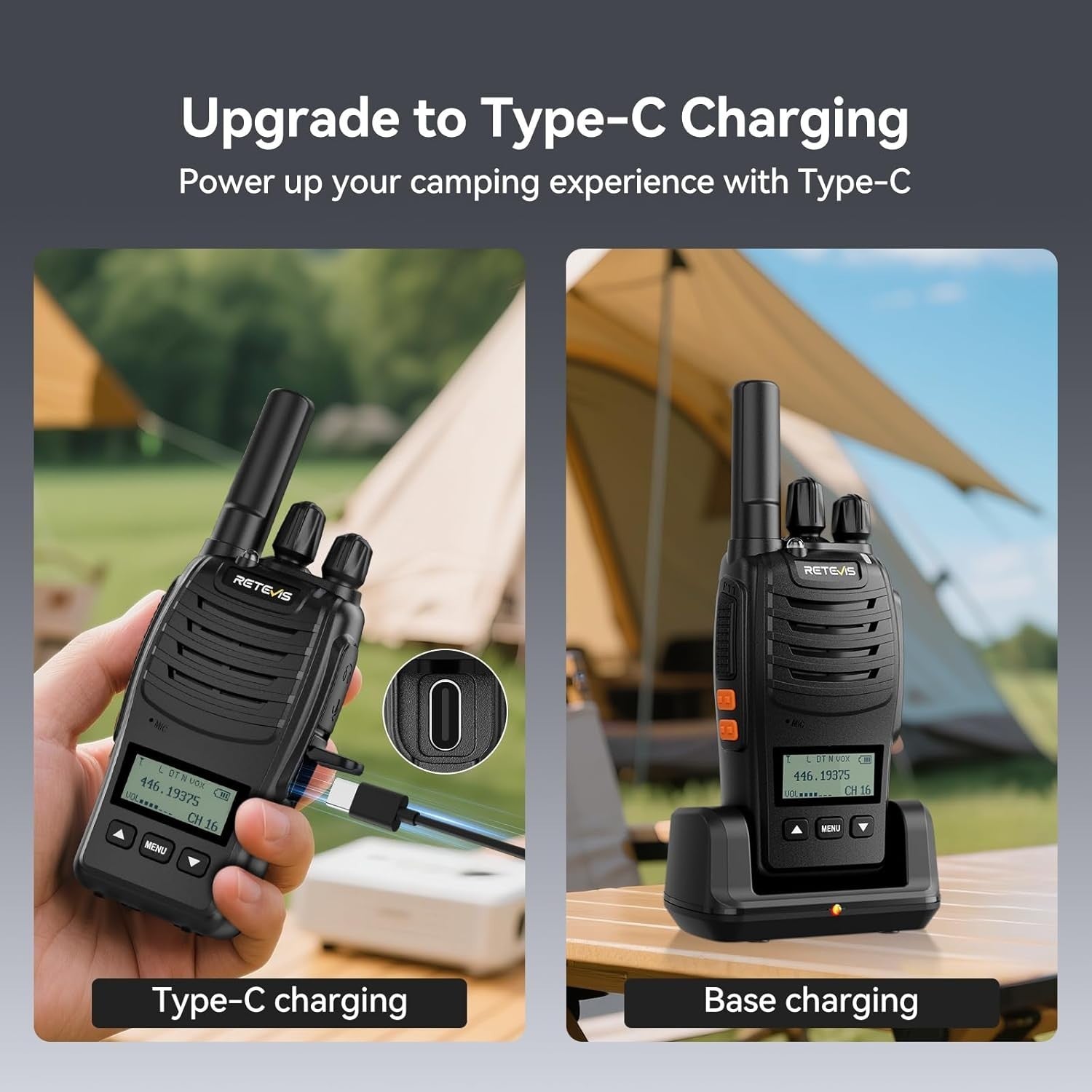 Walkie Talkies 3 Pack Long Range LCD Screen USB-C Rechargeable VOX