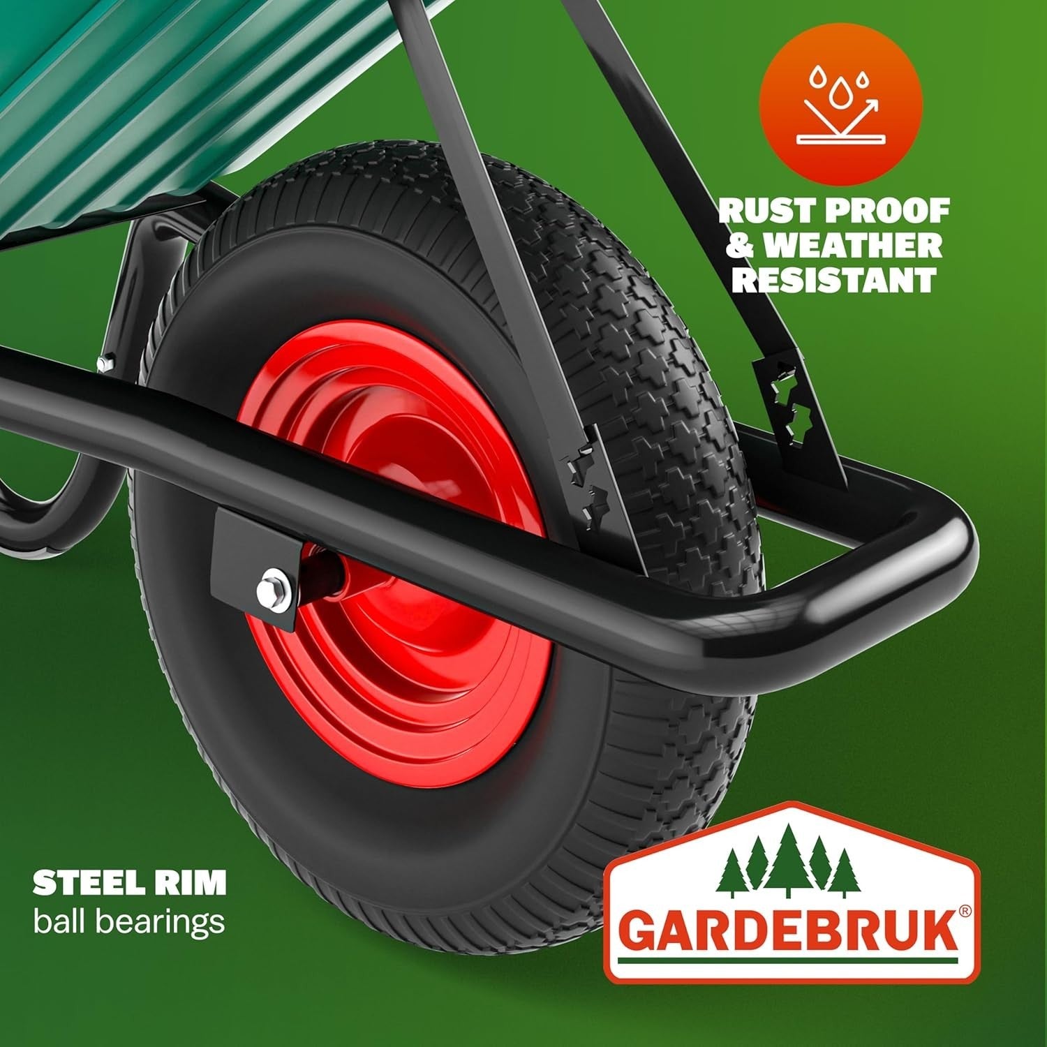100L Garden Wheelbarrow – Polypropylene Tub w/ Steel Frame Tyre 250kg Load