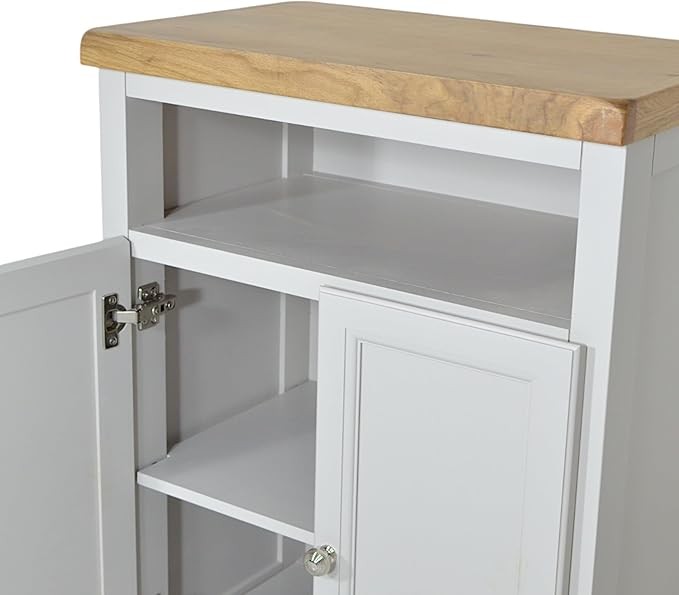 Grey Oak Storage Cabinet with Cupboard & Shelf 64x40x88cm Hallway Unit