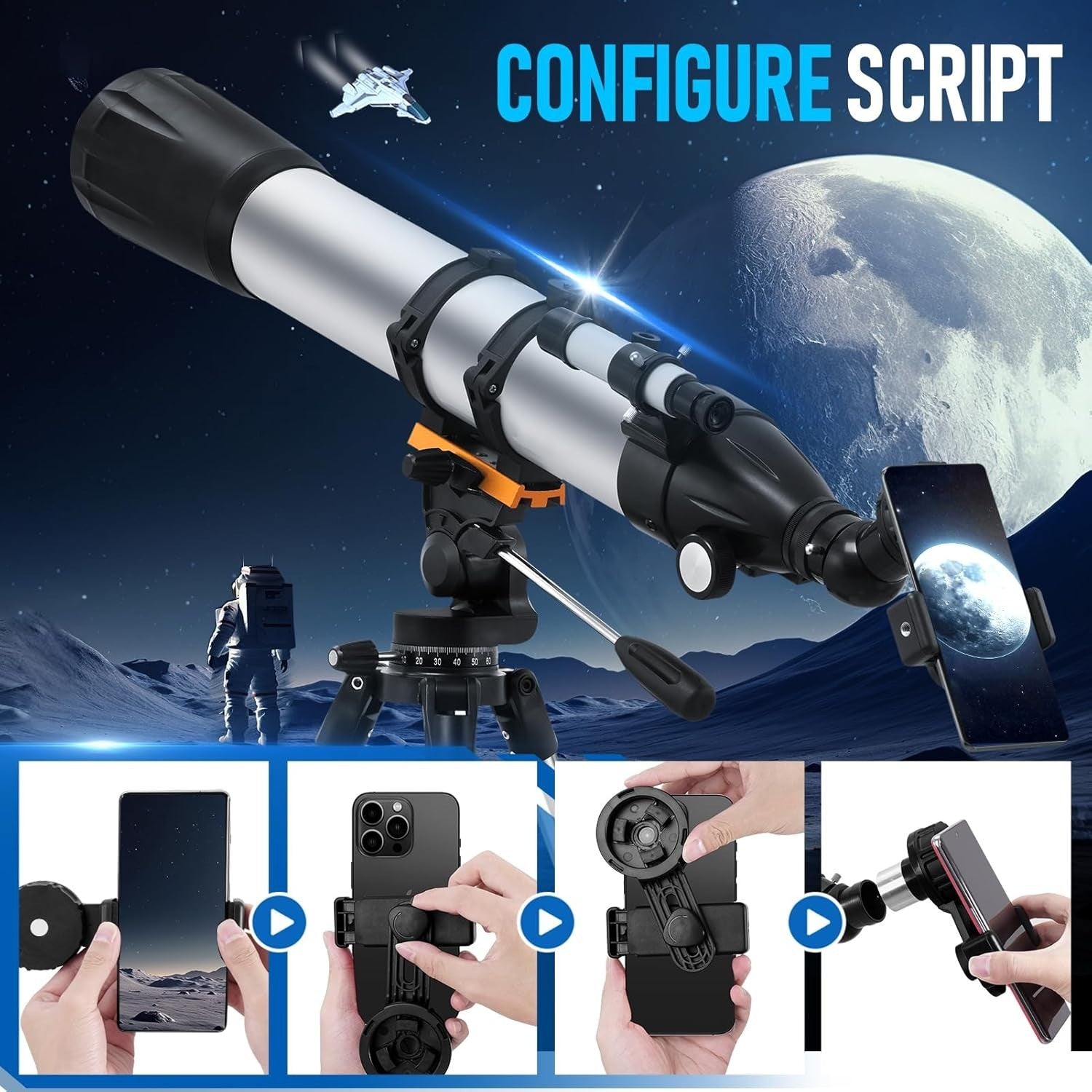 90mm Aperture 900mm Telescope for Adults & Kids with Phone Adapter