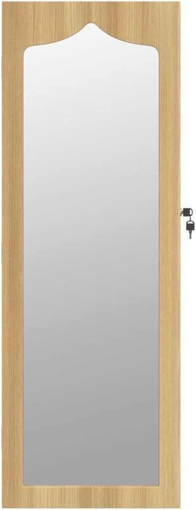 Wall Mounted Mirror Jewelry Cabinet Lockable Storage with Drawers Hooks