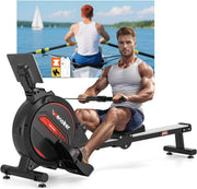 Magnetic Rowing Machine 16-Level Quiet Foldable Rower 350lb Capacity App