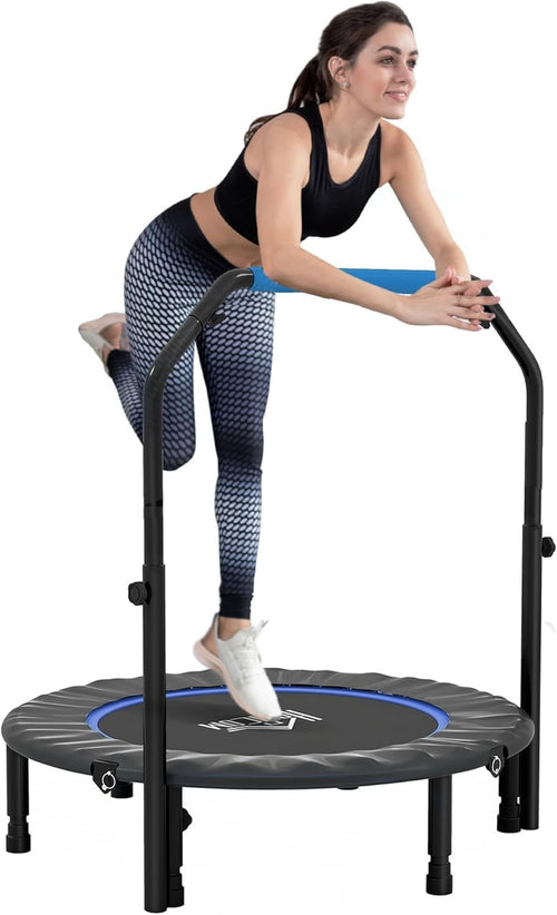 40in Foldable Fitness Rebounder Adjustable Handle Indoor Cardio 150KG