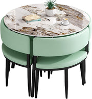 Round 5-Piece Slate Dining Table Set for 4 Space-Saving Modern Compact Table