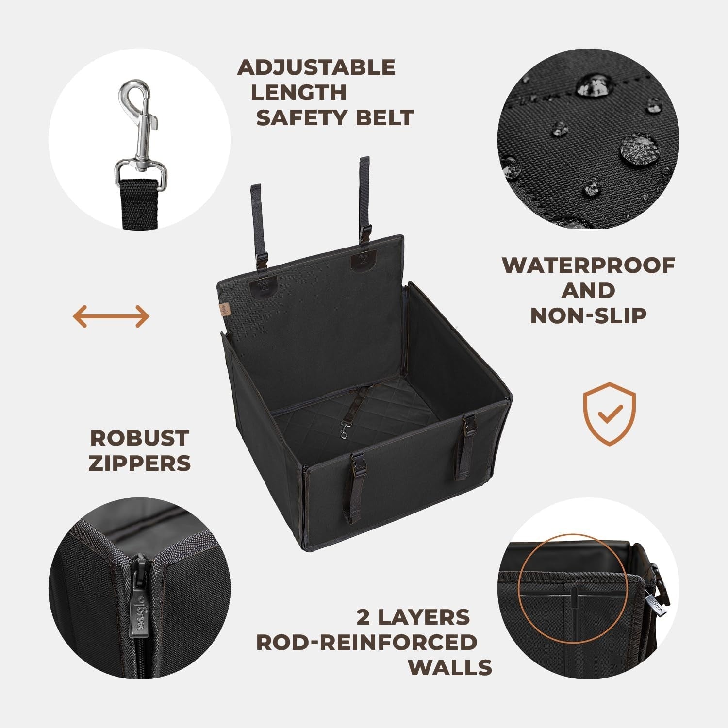 Extra Stable Dog Car Seat Waterproof Booster Bed Back Seat Up to 18kg