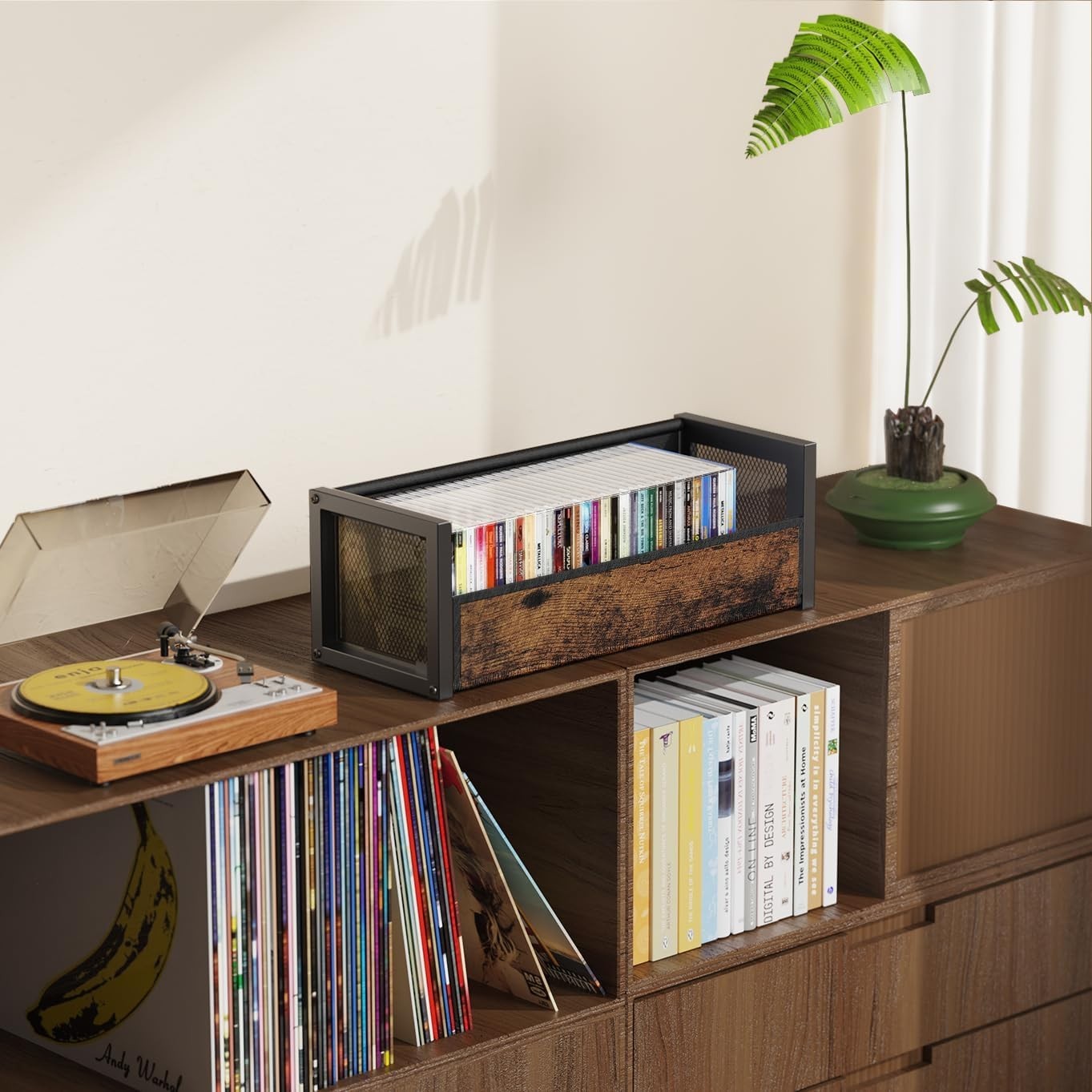 CD Storage Case Holder Rack Shelf Organizer Display Stand Holds 40 CDs Brown