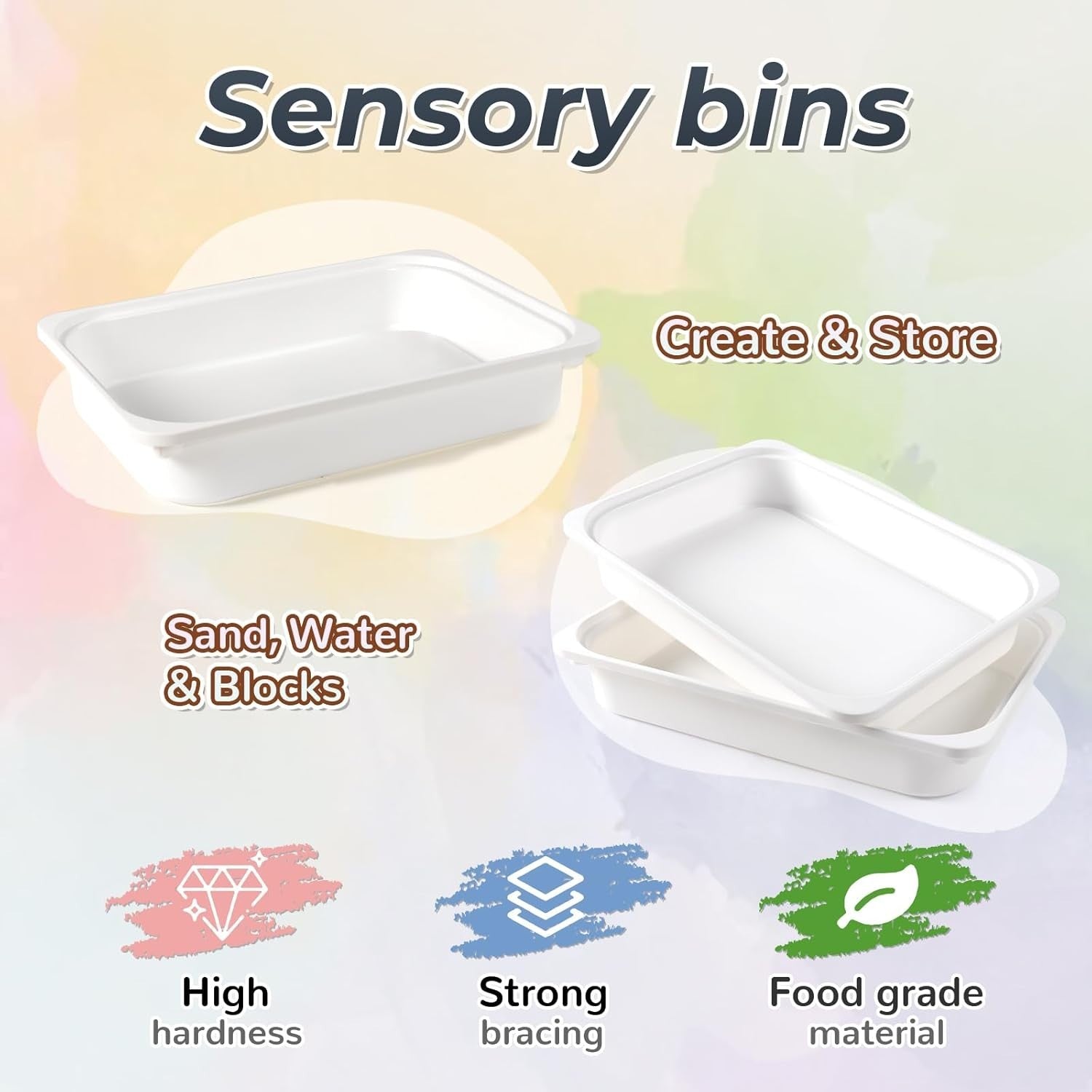 Kids Sensory Activity Table with Chairs Storage Bins Art Blackboard Whiteboard