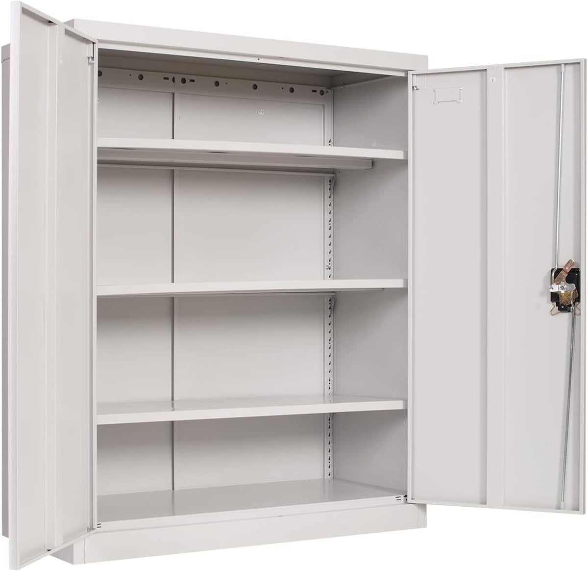 Lockable Metal Storage Cabinet 4 Tier Adjustable Shelves Heavy Duty