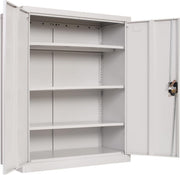 Lockable Metal Storage Cabinet 4 Tier Adjustable Shelves Heavy Duty