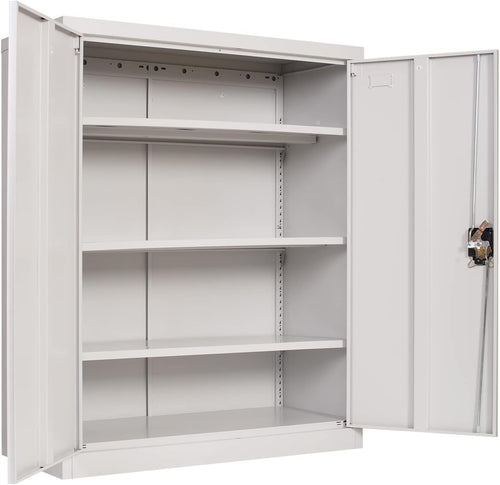 Lockable Metal Storage Cabinet 4 Tier Adjustable Shelves Heavy Duty