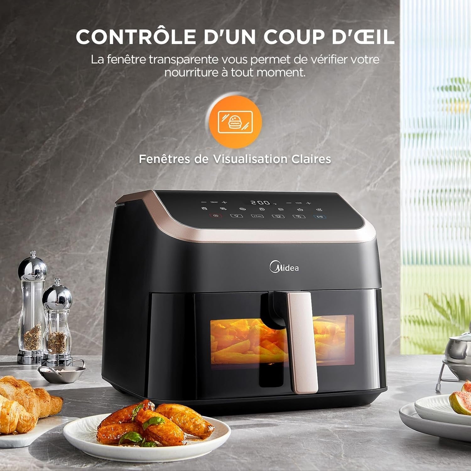 8.5L Large Air Fryer Window No Oil 8in1 Max Crisp Timer Nonstick