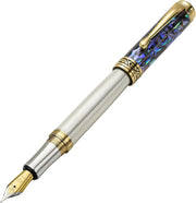 Luxury Blue Pāua Sea Shell Fountain Pen Medium Nib Refillable 148mm