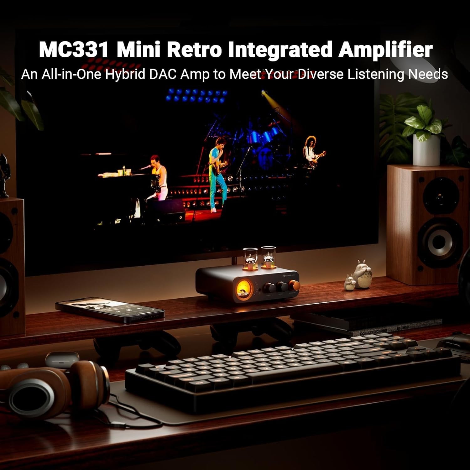 Hybrid Tube Amplifier DAC 105W x2 Bluetooth USB Optical RCA