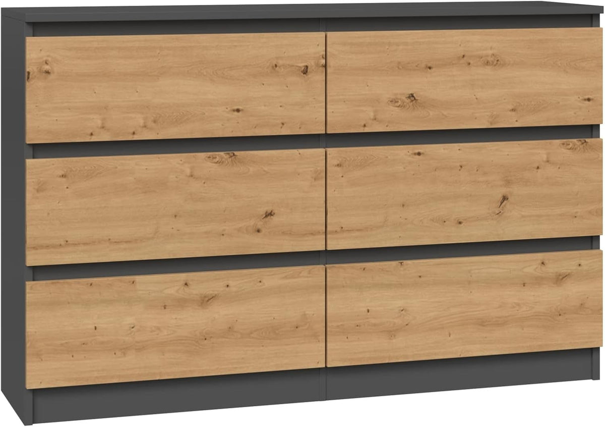 6 Drawer Chest Wide Storage Unit Modern Sideboard Bedroom Cabinet 120cm