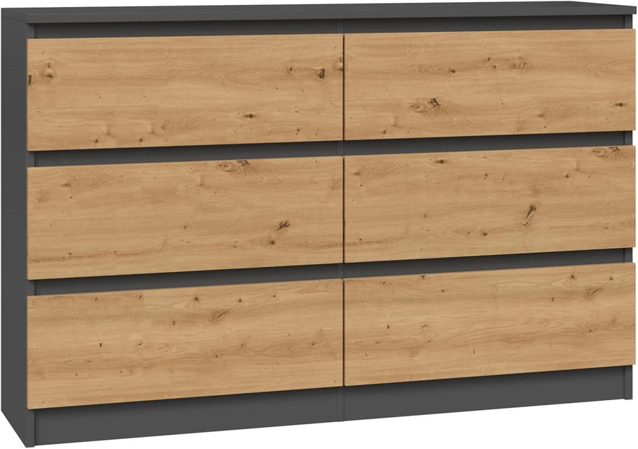 6 Drawer Chest Wide Storage Unit Modern Sideboard Bedroom Cabinet 120cm