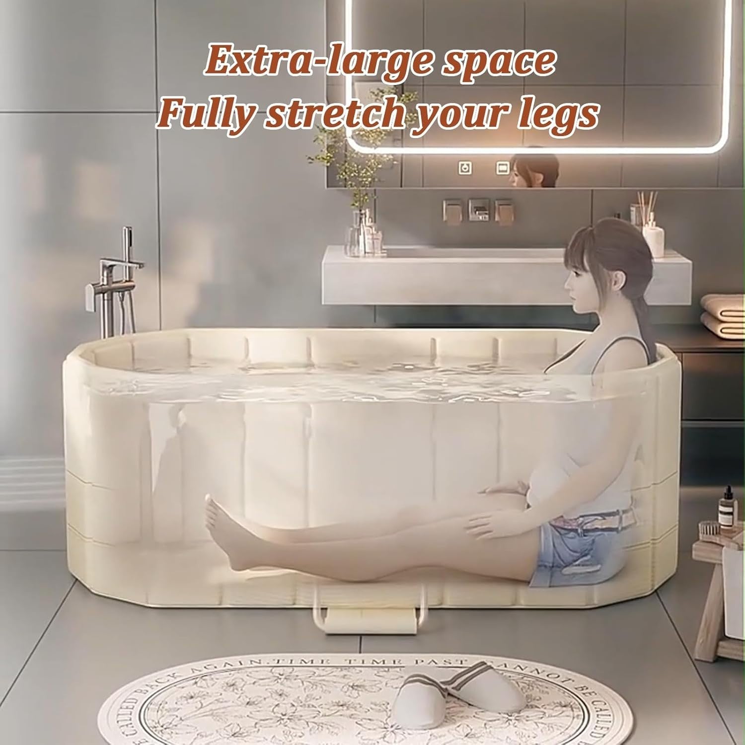 2-Person Foldable Portable Bathtub 150x55x50cm – Hot & Ice Bath Tub