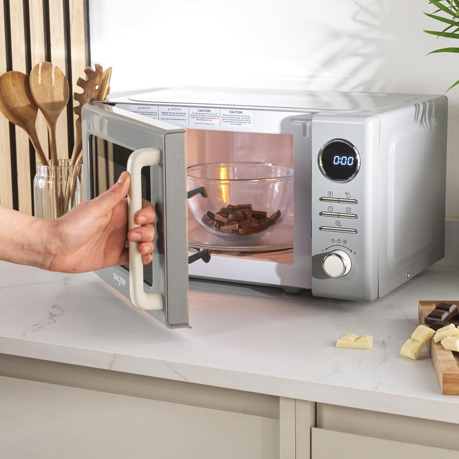 20L Retro Digital Microwave 800W 8 Presets 95min Timer Grey