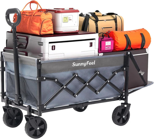 Compact Lightweight Utility Wagon Foldable Cart with Rear Door Blue