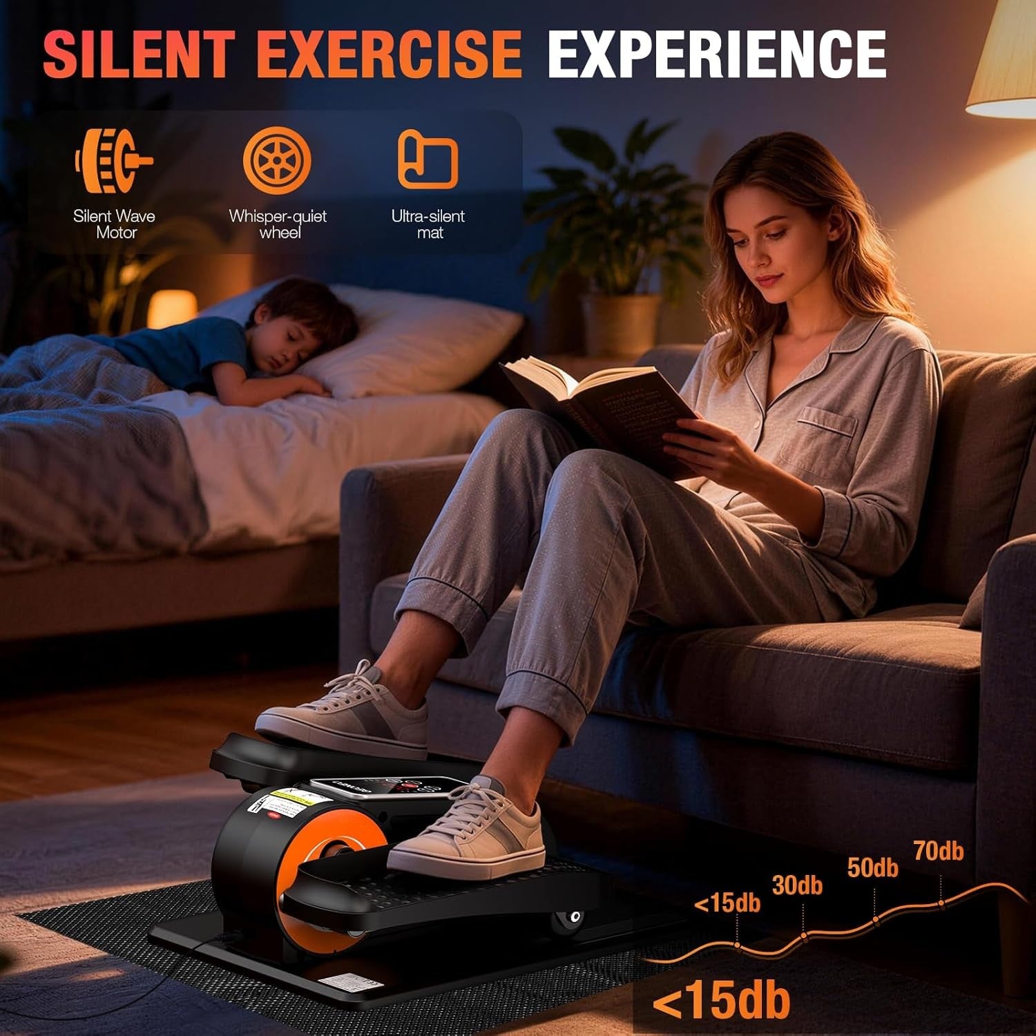 Under Desk Elliptical Machine Electric Seated Pedal Exerciser Quiet Remote