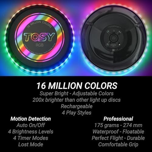 TOSY RGB LED Flying Disc | 108 LEDs, Rechargeable, Smart Modes, Waterproof