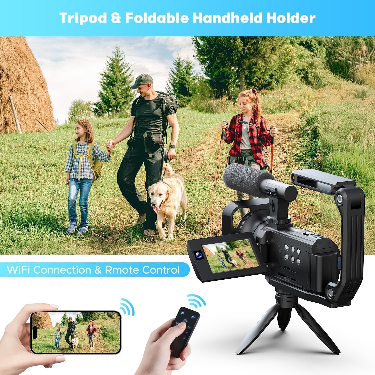 5K Camcorder Video Camera WiFi Night Vision Vlogging Kit 56MP