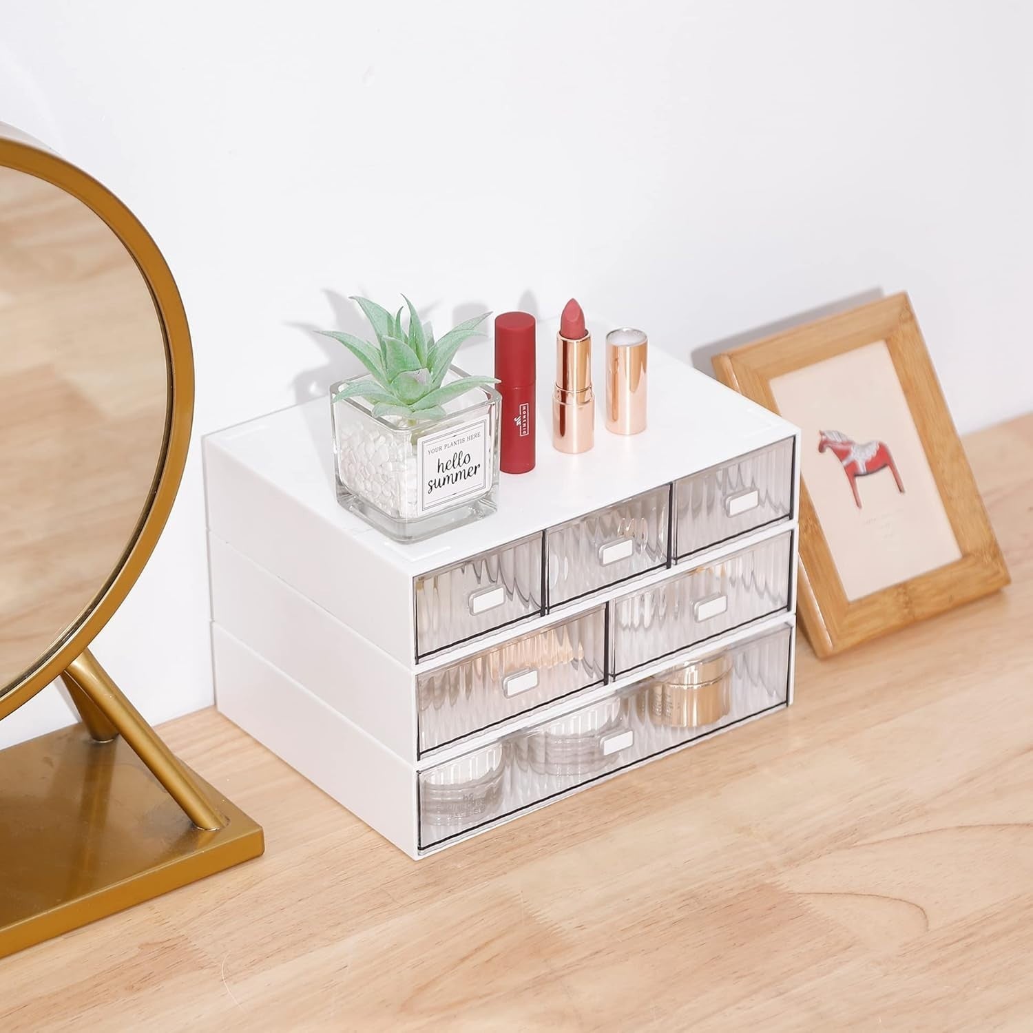3 Tier Desk Organizer 6 Clear Drawers Stackable Storage Makeup Office