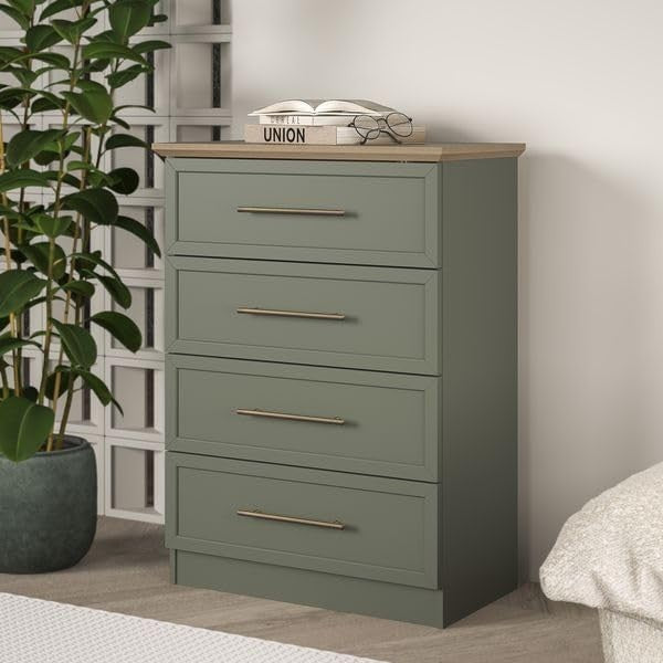 4 Drawer Storage Chest - Bedroom, Hallway & Entryway Organizer, Kale Green