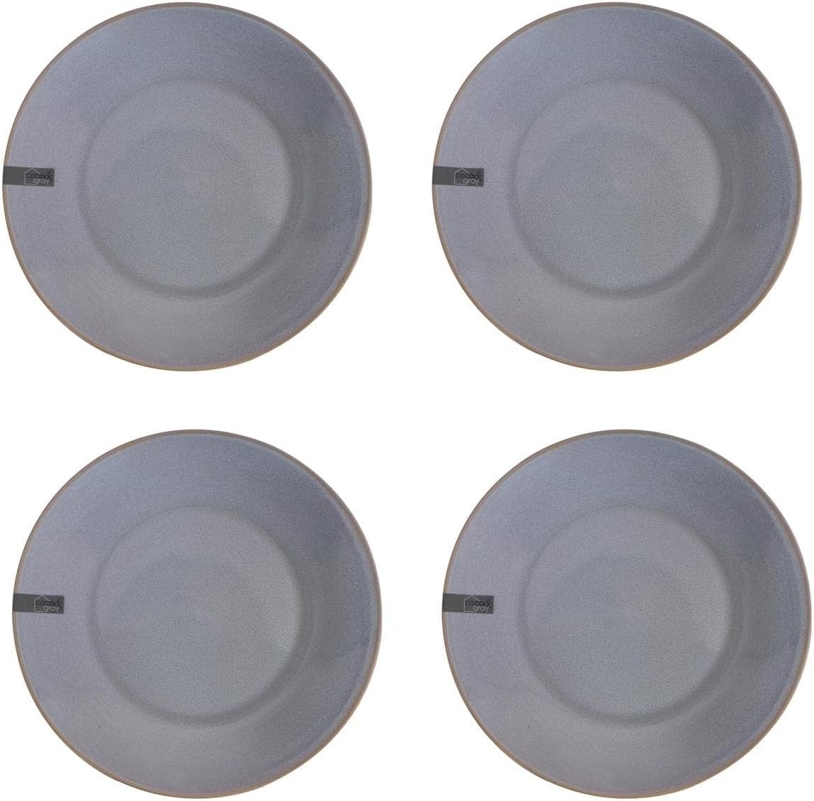 Set of 4 Stoneware Side Plates Reactive Glaze Blue Grey Kitchen Plates
