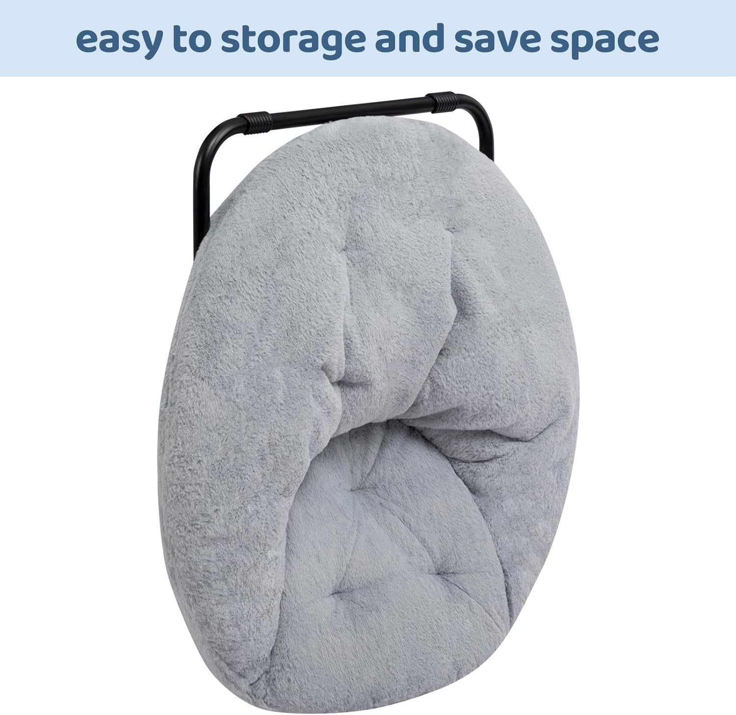 Plush Folding Saucer Chair - Portable Round Armchair for Living Room & Bedroom