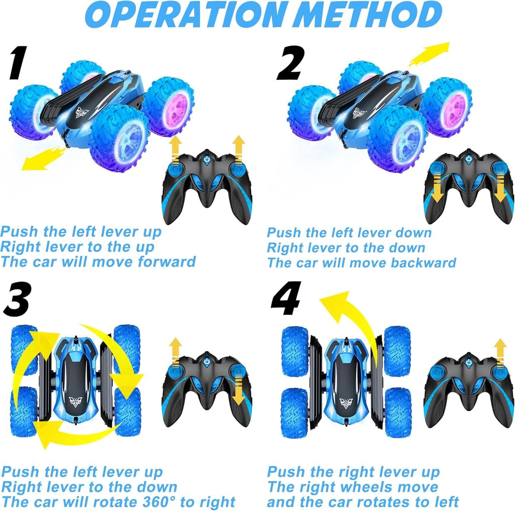 4WD 360° Flip RC Stunt Car 2.4GHz Remote Control Off-Road Toy w/ LED Lights