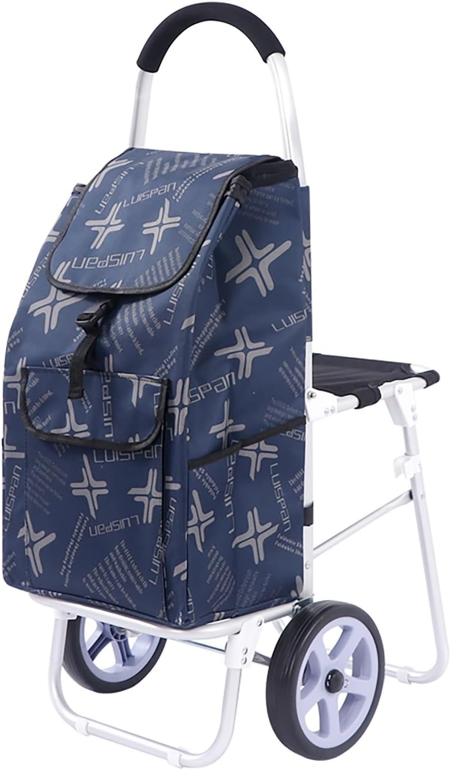 Foldable Aluminum Stair Climber Shopping Cart w/ Seat 100kg Capacity Blue