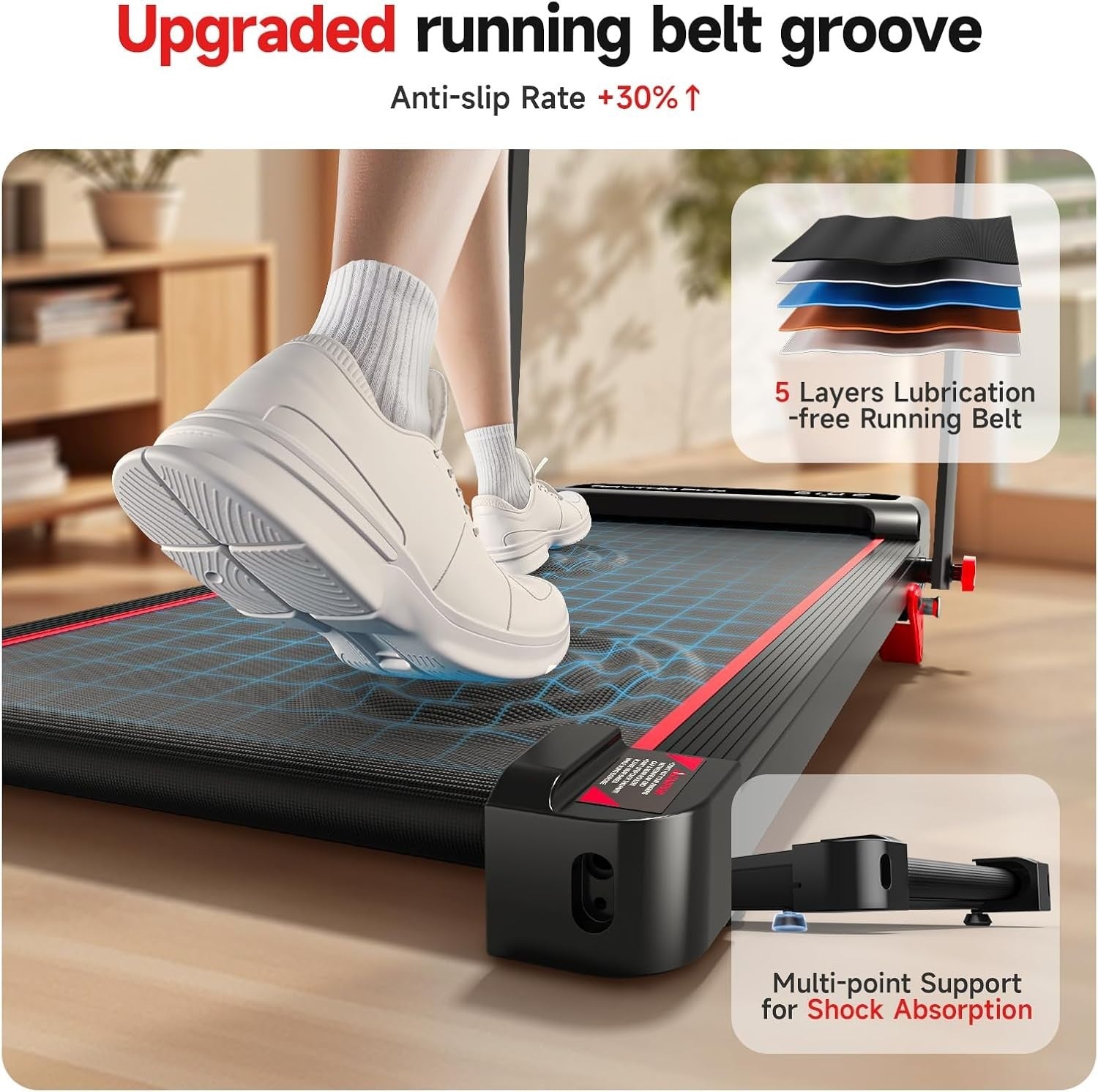 Foldable Walking Pad 8% Incline, 2.5HP, Handle Bar, App Control, 300lbs Home