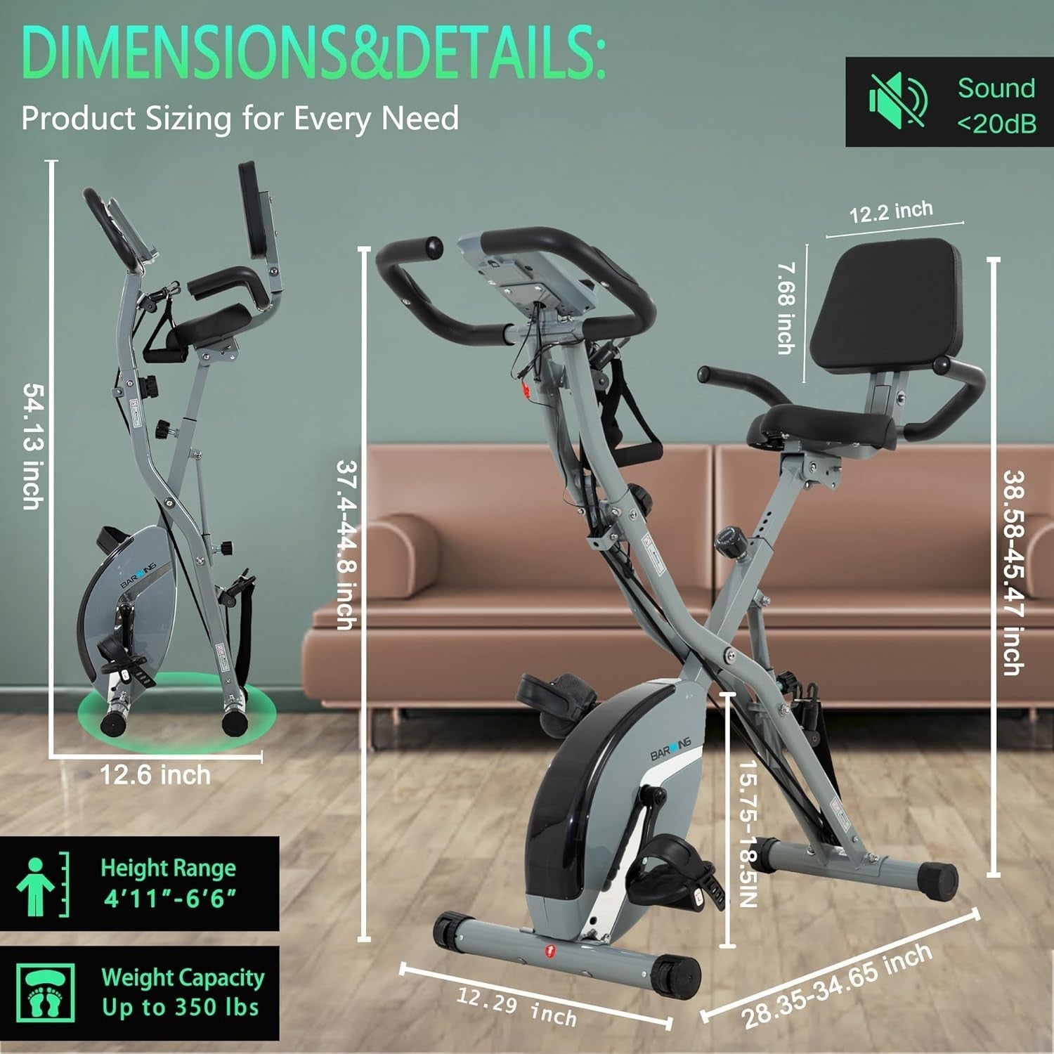 Foldable Magnetic Exercise Bike w/ Backrest, LCD Monitor & 330lb Capacity