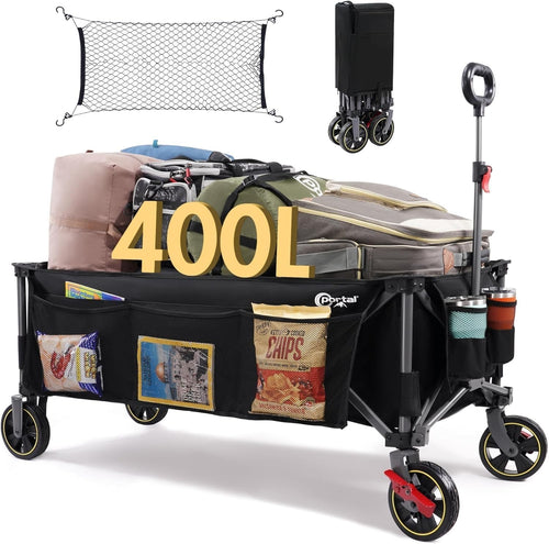 Black 300L XXL Folding Festival Trolley 160kg Heavy Duty Extra-Long Wagon