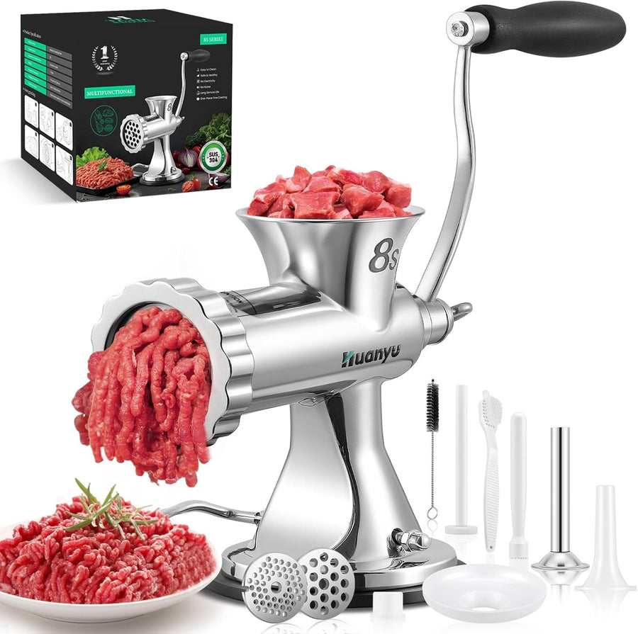 Stainless Steel Manual Meat Grinder Sausage Maker Mincer Size 8