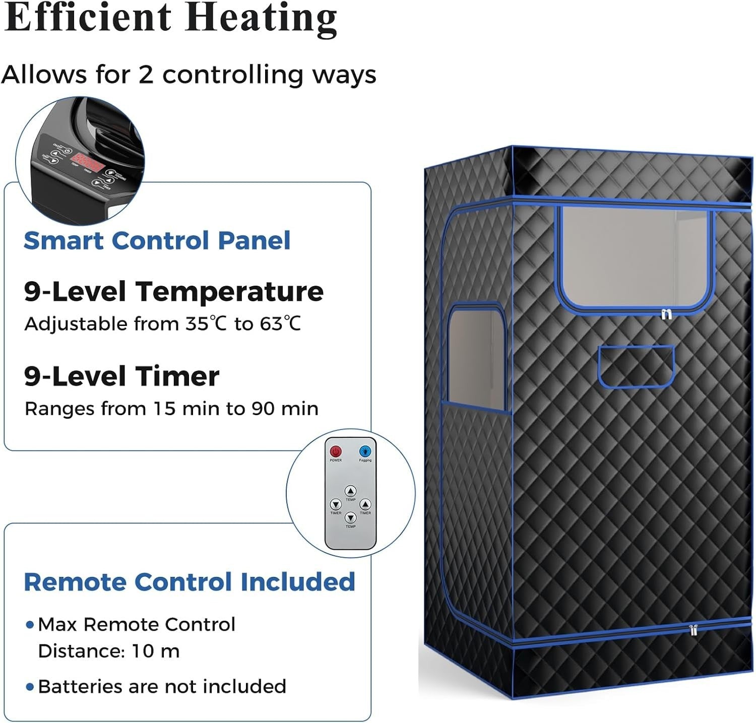 Portable Full Body Steam Sauna Tent w/ 3L Steamer & Remote – Home Spa Detox
