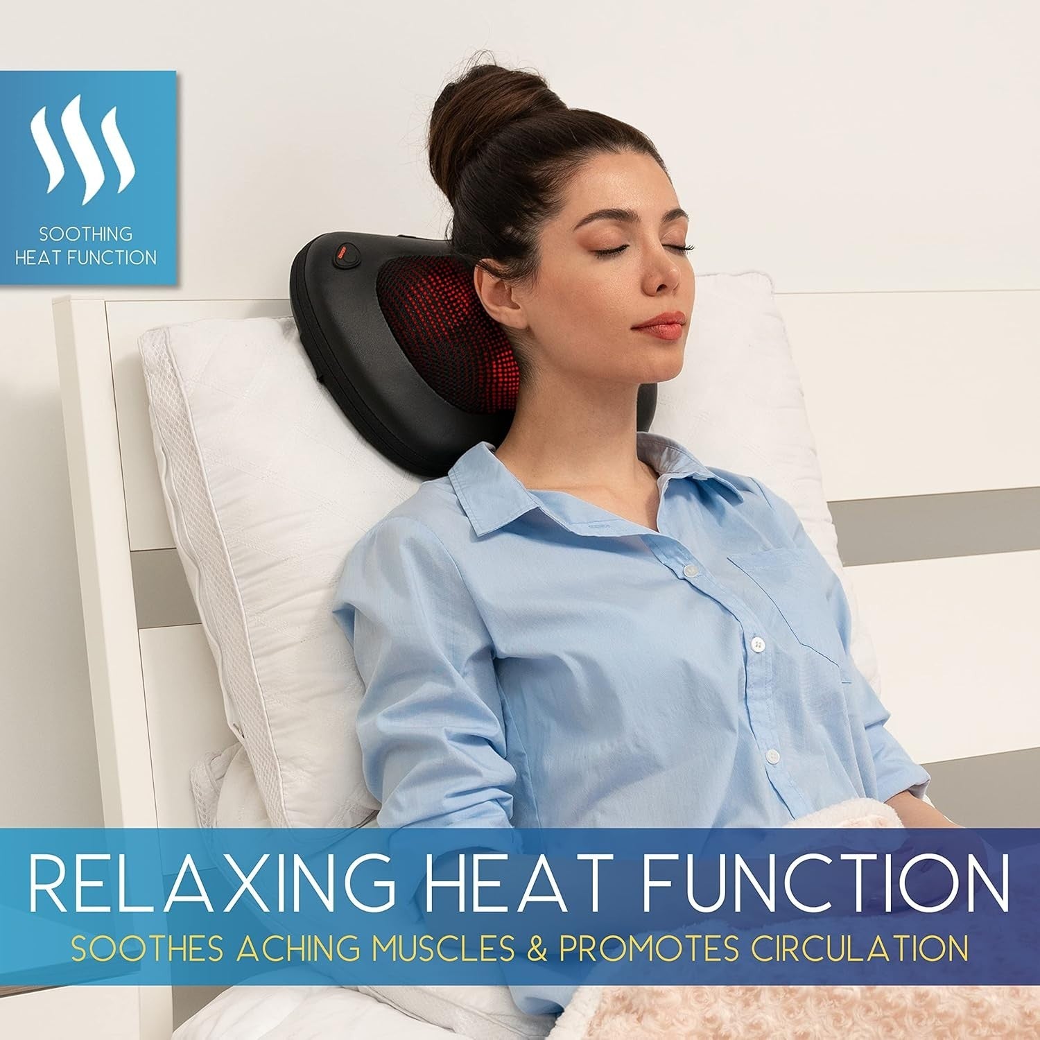 Shiatsu Back Massager Pillow with Heat Deep Kneading Neck Relief