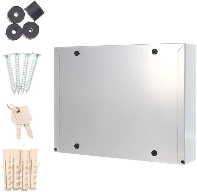Secure Wall Mounted Steel Letterbox – Lockable Front Slot, Slim Design, Silver