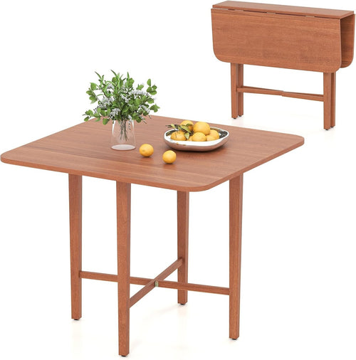 Folding Drop Leaf Dining Table 4 Seater Space Saving Extendable Walnut