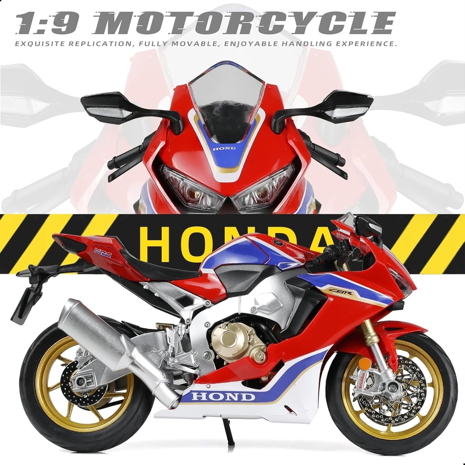 Diecast 1:9 Sport Motorcycle Model - Realistic Metal Build, No Assembly Needed