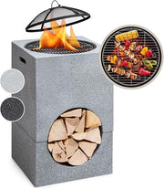Outdoor Fire Pit BBQ Grill with Spark Guard | Portable Patio Heater 50.5cm
